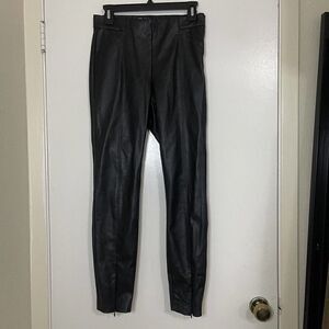 NEW! ZARA Black faux leather leggings high rise ankle zip pants size Medium